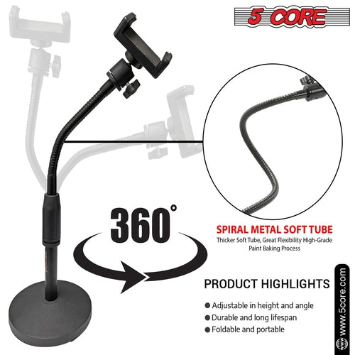 Adjustable Desk Phone Stand – Sturdy Metal, Fits 3.5–6.5" Phones