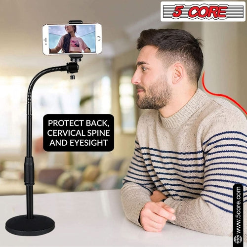 Adjustable Desk Phone Stand – Sturdy Metal, Fits 3.5–6.5" Phones
