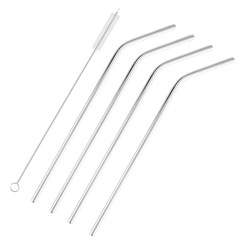 Reusable Stainless Steel Straws – 4-Pack with Cleaning Brush