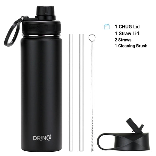 DRINCO 22 oz Insulated Stainless Steel Water Bottle – Black