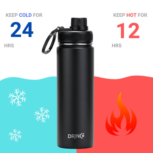 DRINCO 22 oz Insulated Stainless Steel Water Bottle – Black